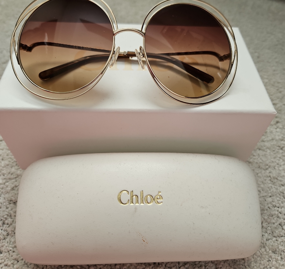 Chloe Gold Frame Sunglasses Gold with Brown Lenses